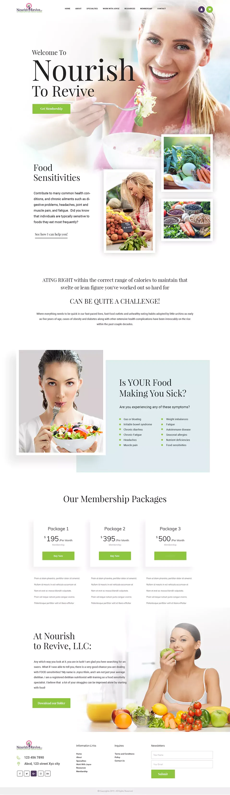 Nutrition & wellbeing — Websites portfolio